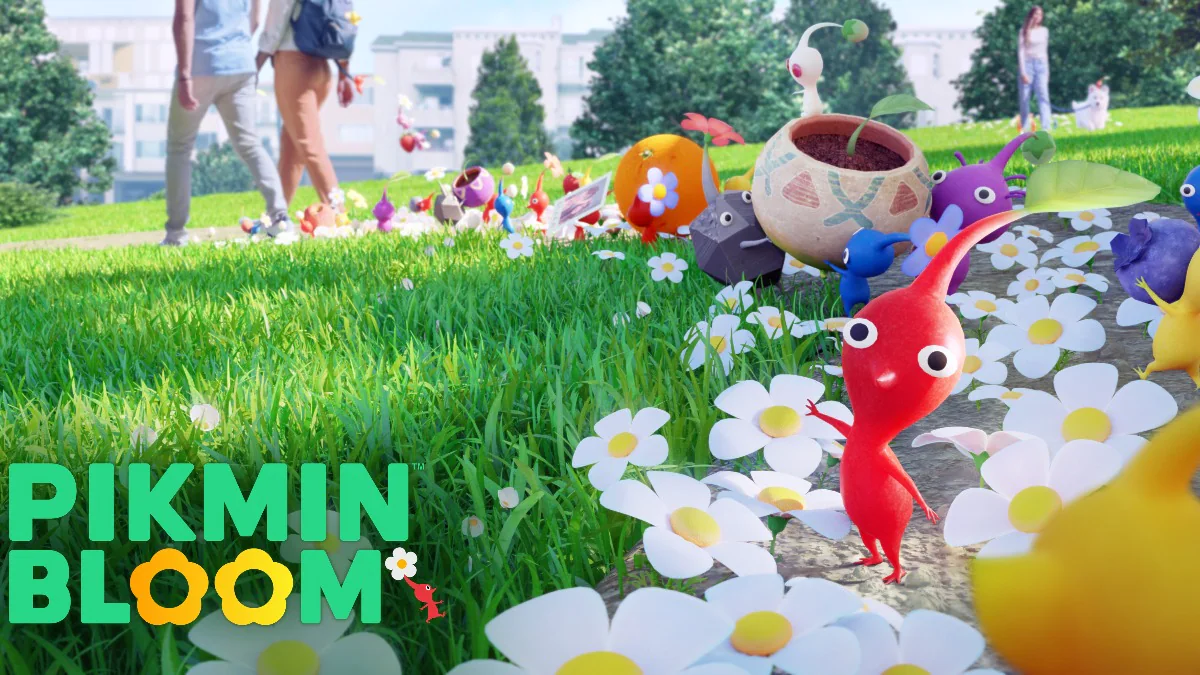 Verschillende kleine wezens (pikmin) in verschillende kleuren